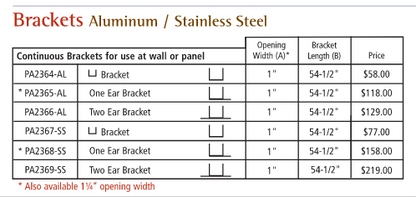 PA2364 - PA2366  -  Brackets:  Aluminum / Stainless Steel